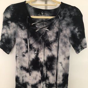 American Eagle Soft& Sexy Tie Dye Lace Up Tee